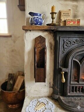 Vintage 70s/80s Dark Wood Wall-Mount Matchstick Holder